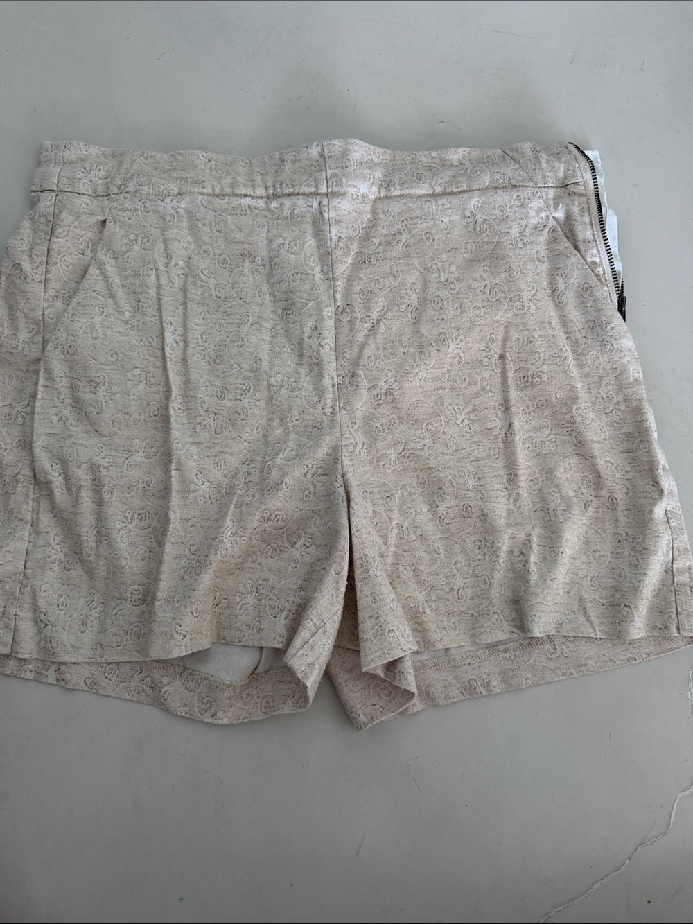 Level 99 High Waist Eyelet Shorts in Light Beige
